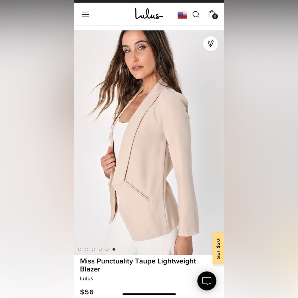 LIKE NEW! Lulus Miss Punctuality Taupe Lightweight Blazer- size small